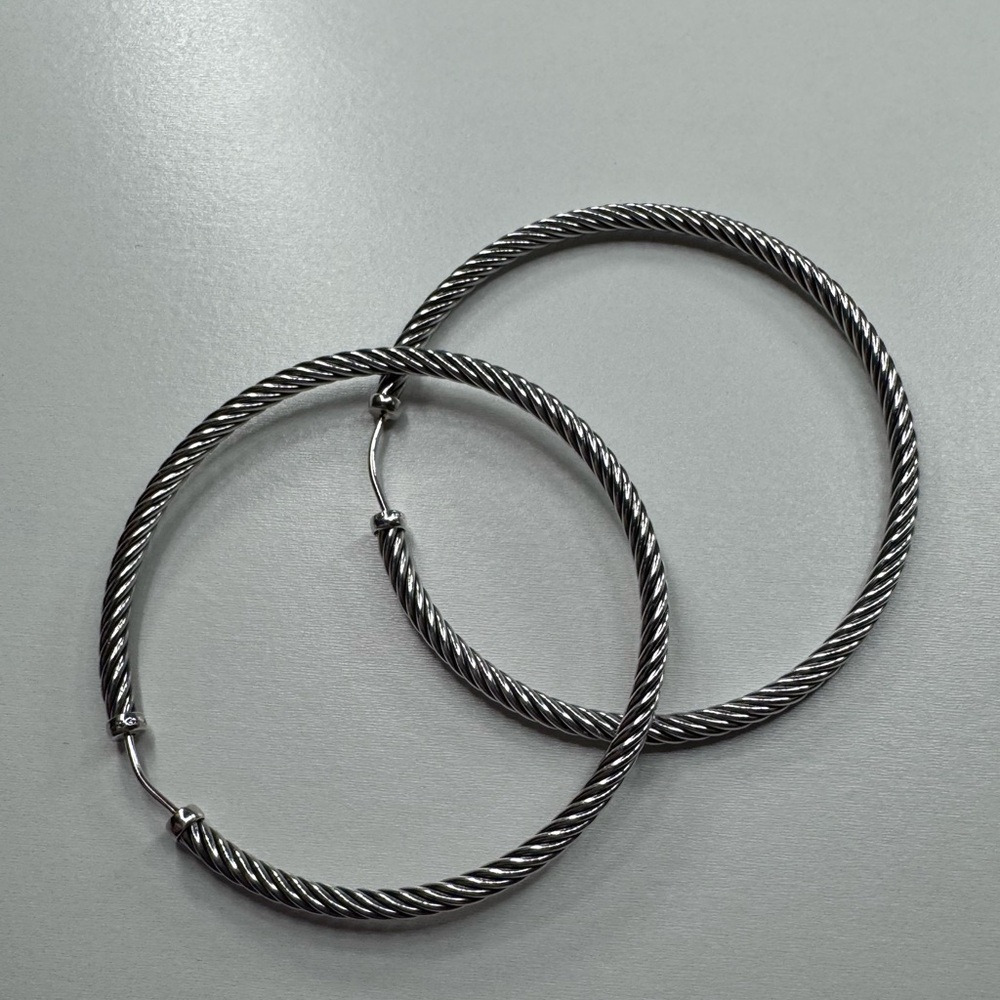David Yurman 2” 3mm hoop earrings